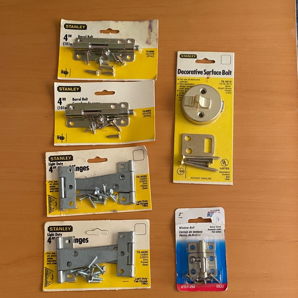 Door bolts and hinges NWOT